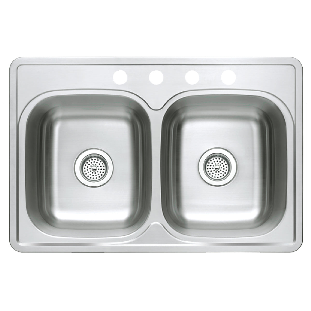 Stainless Steel Double Bowl Top Mount Sink - 6” depth