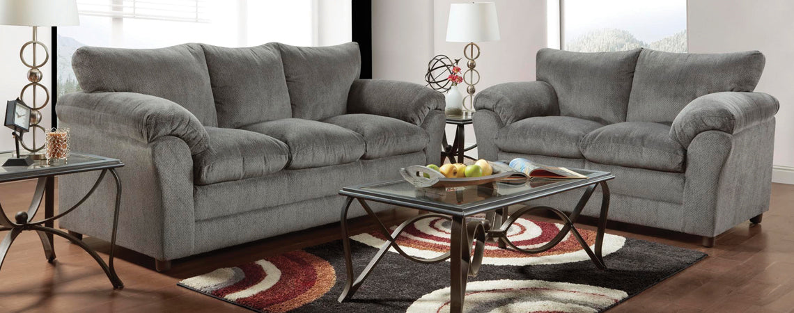 Kennedy Gray Sofa - Overstuffed (2150)