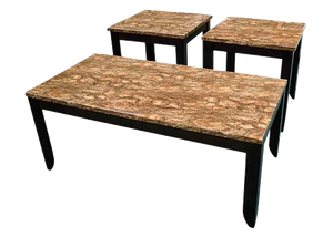 Faux Barkstone End Table