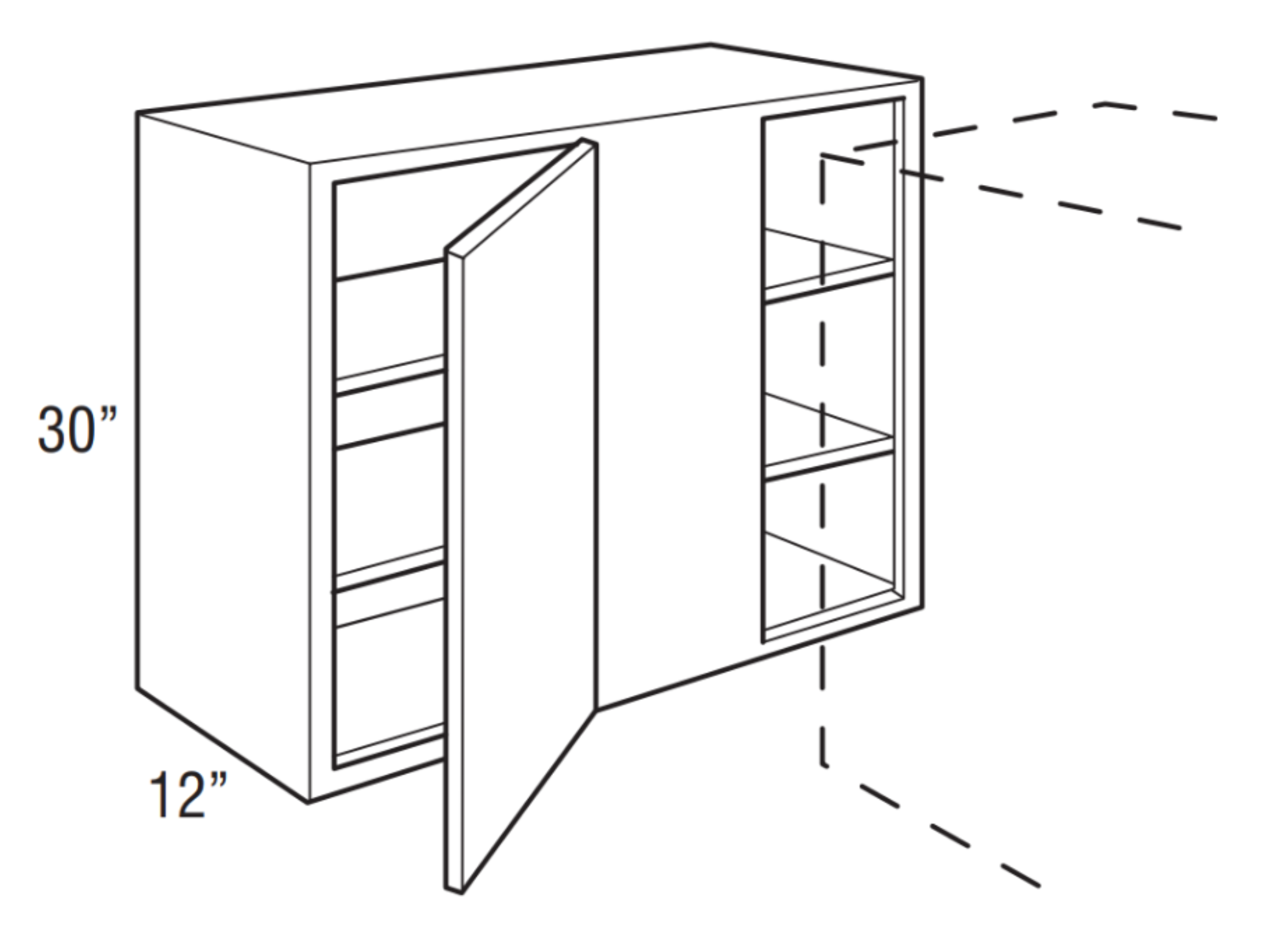 Woodward White - Wall Corner Single Door